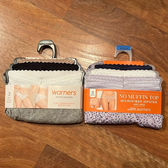 Warner's Other - Two 3-packs of Warners cotton/microfiber hipster with lace panties